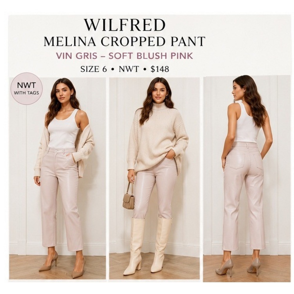 Wilfred Melina Cropped Pants Women 6 Vin Gris Vegan Leather High Rise Straight